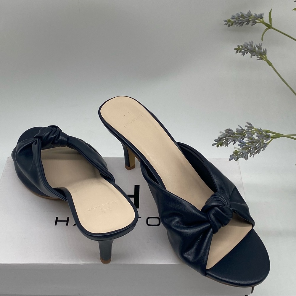 HALSTON
Seville vegan leather bow slip on heels in slate size 9 new